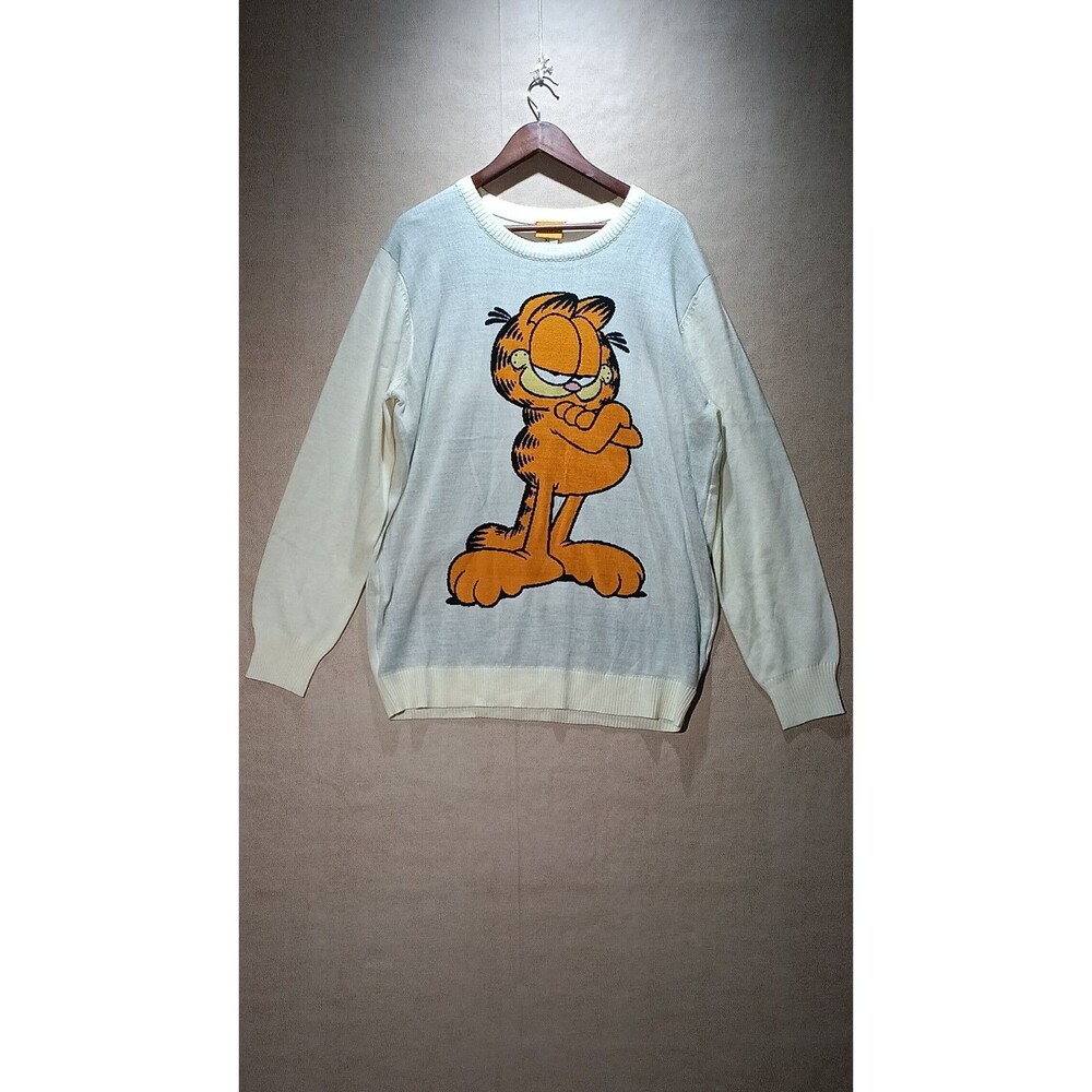 Garfield Sweater Womens XL Crewneck Pullover Lightweight Cartoon Graphic Funny